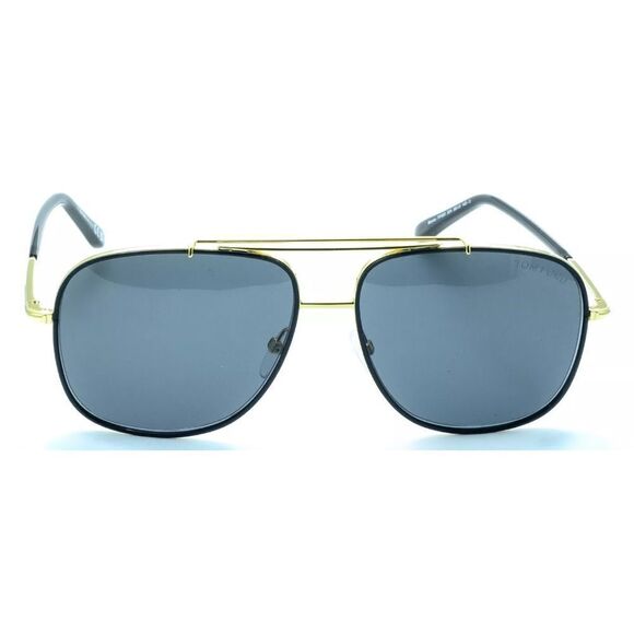 Tom Ford Benton TF0693 Aviator Sunglasses/Case in Black NWT $495 - Picture 6 of 13